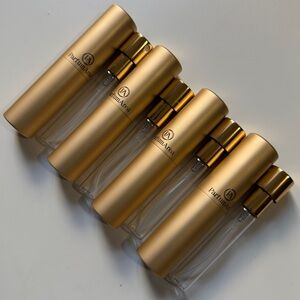 Set of 4 Gold refillable perfume atomizers 5ml/0.17 fl oz,glass+metal,in boxes